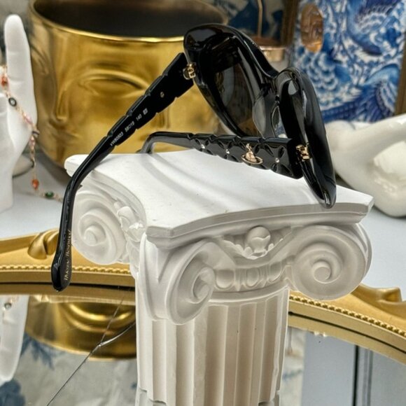🆕 VIVIENNE WESTWOOD 🧿NWOT VW805 03  Black Glitter Acetate Cat Eye Sunglasses - Picture 11 of 15